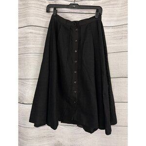 Thakoon Black Perforated Button-Front Midi Skirt